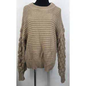 Elodie Sweater Womens Large L Chunky Ribbed Beige Long‎ Sleeve